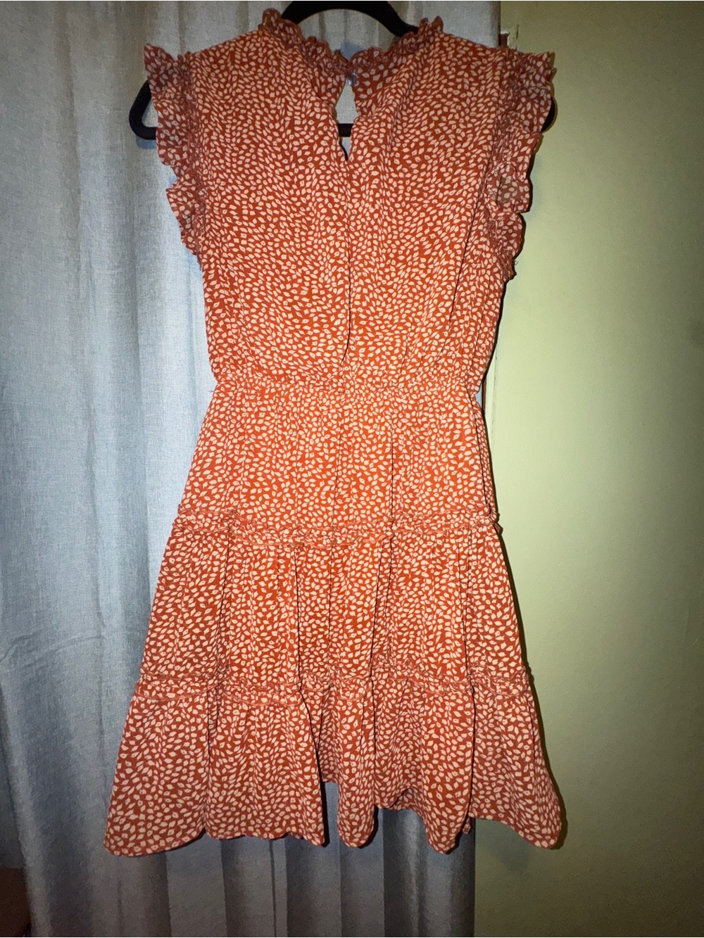 Rust Orange Ruffle V‑Neck Tiered Dress - Picture 5 of 5